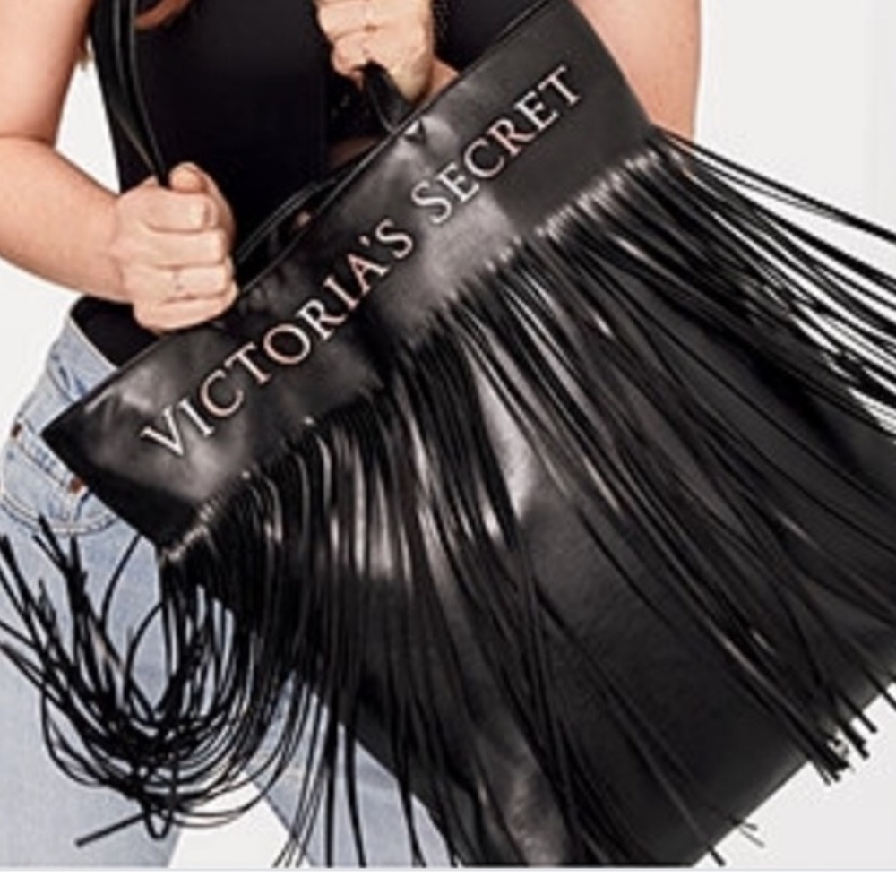 Victoria Secret black Fringe tote